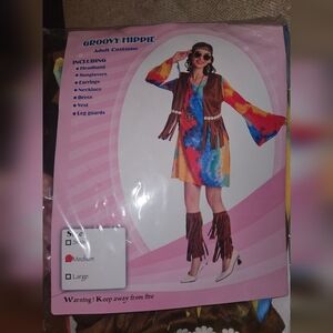 Groovy Hippie Adult Costume Set - Multicolor
